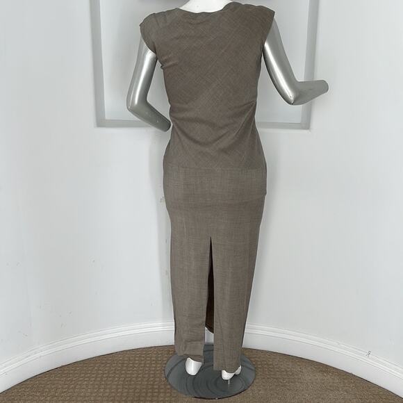 VINTAGE SARA STURGEON SLEEVELESS TAUPE MAXI DRESS SIZE 3 - Picture 10 of 11